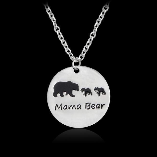 Mountain with Mama Bear and Kids Necklace – Layered Charm