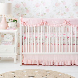 Blush Pink Crib Skirt | Washed Linen Collection-Crib Skirt-Jack and Jill Boutique